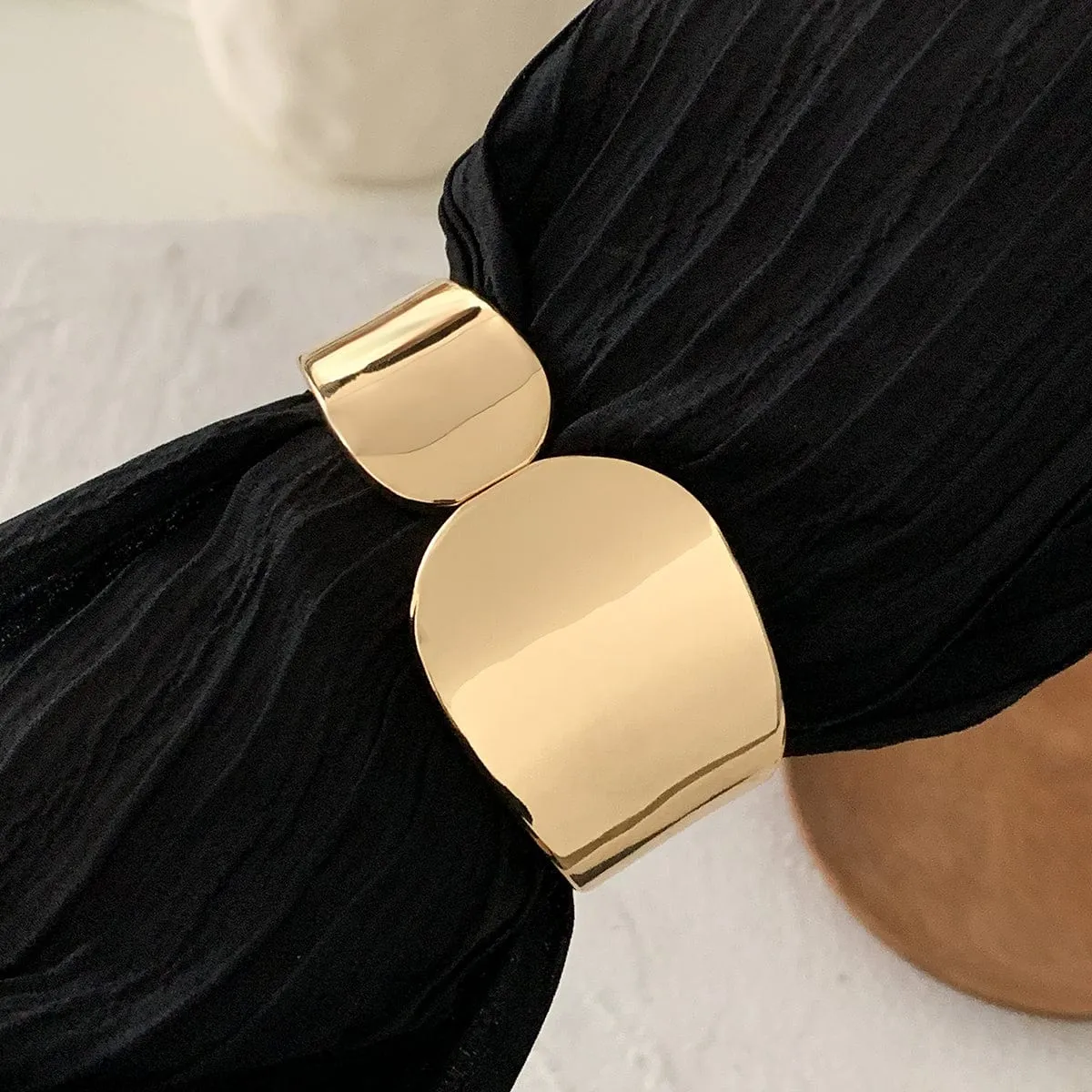 Geometric Gold Silver Plated Glossy Bangle Bracelet