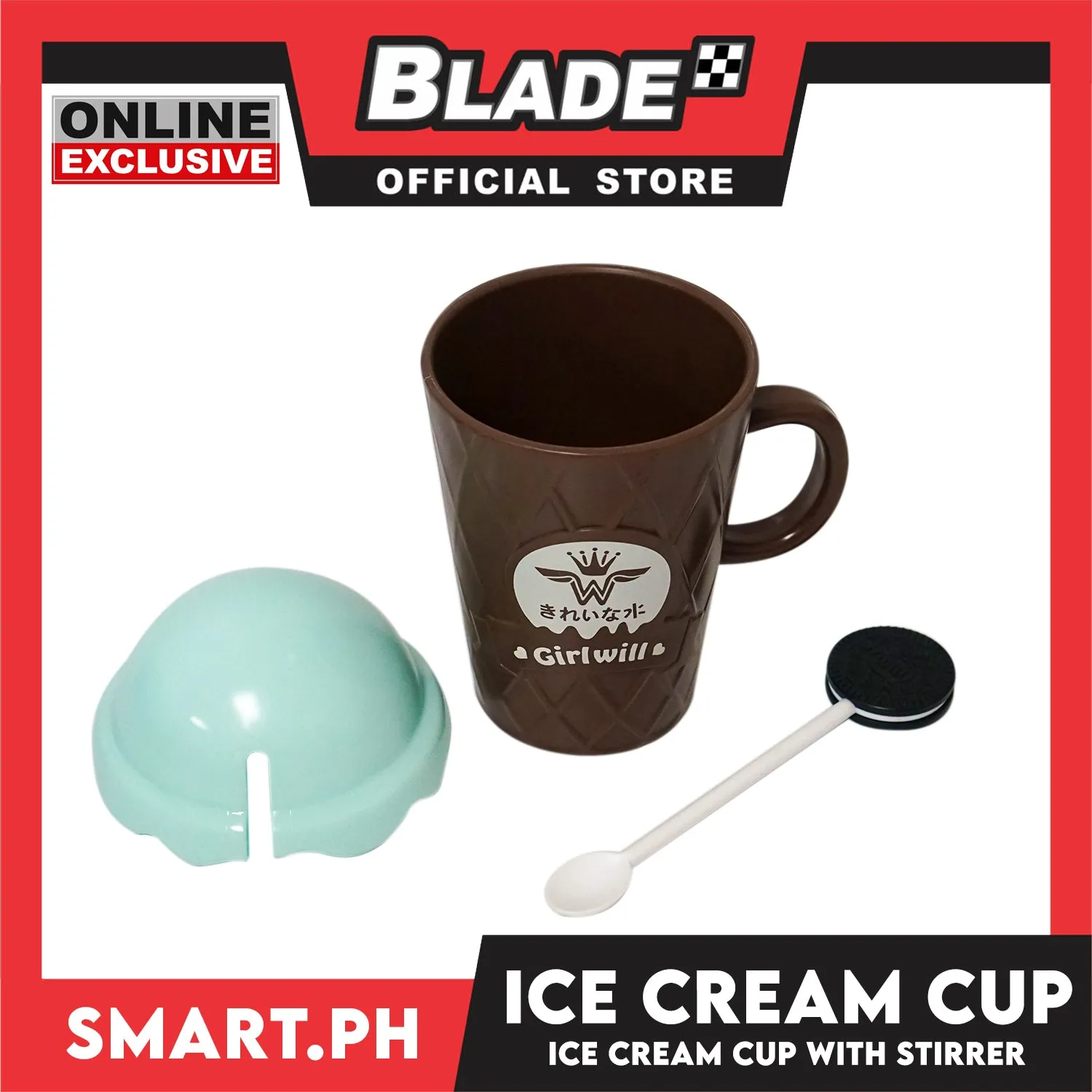 Gifts Cup Mug with Spoon Stirrer Ice Cream Design AP1286 /AX1286 (Assorted Designs and Colors)