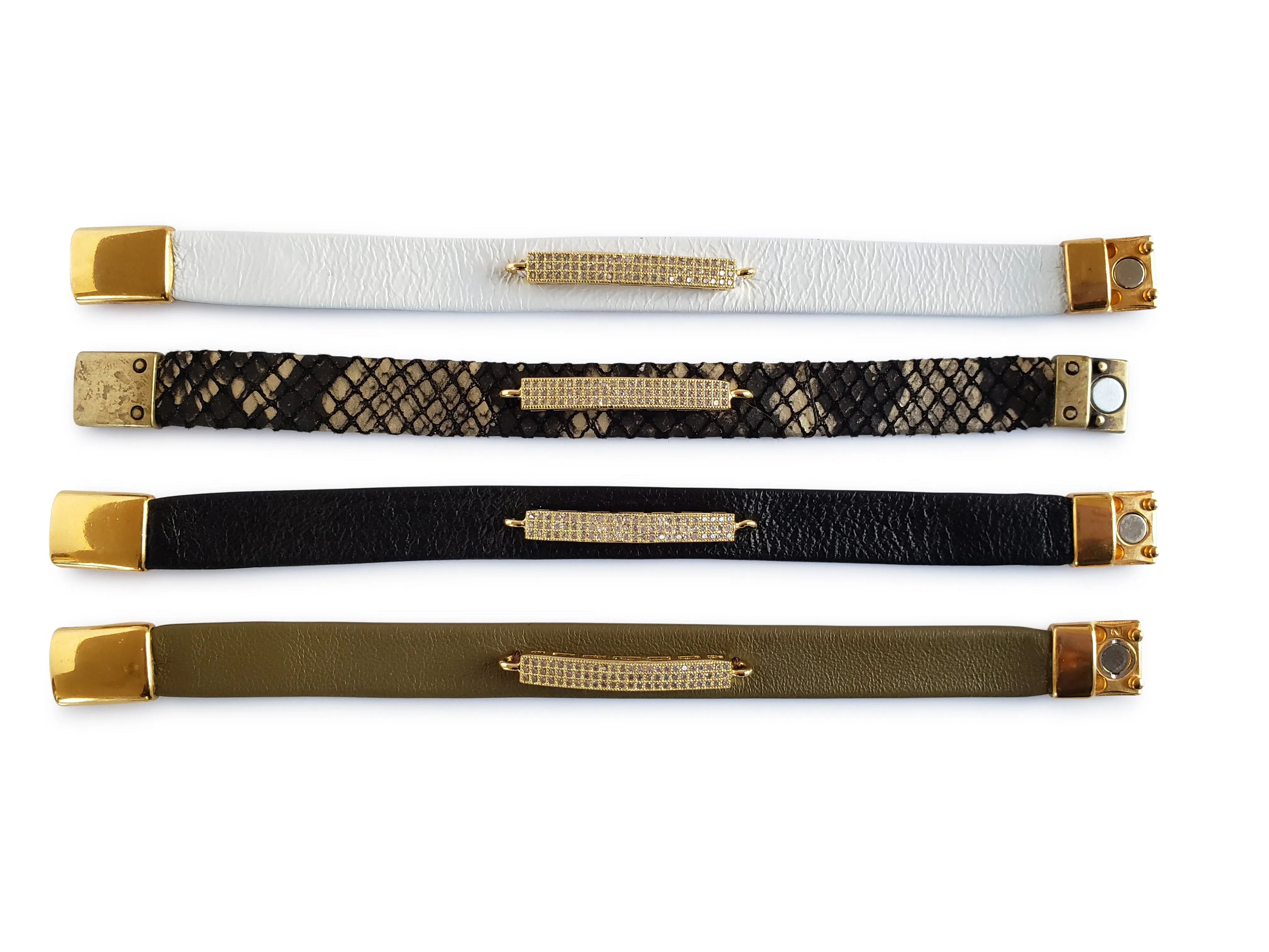 Gold Micro Pave SZ Bar Bracelet