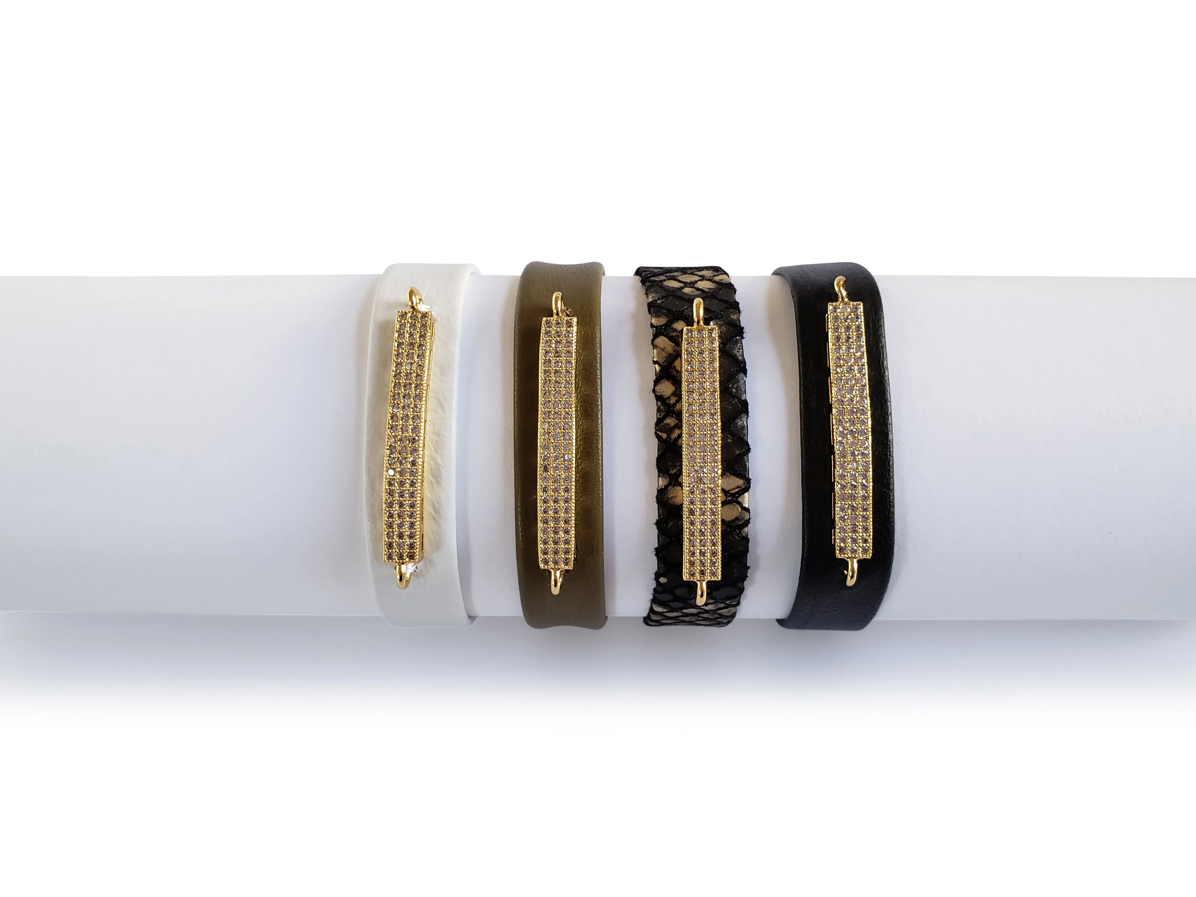 Gold Micro Pave SZ Bar Bracelet