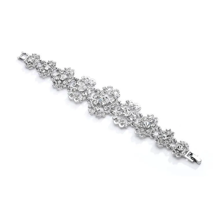 Gorgeous Crystal Bracelet with Vintage Scrolls