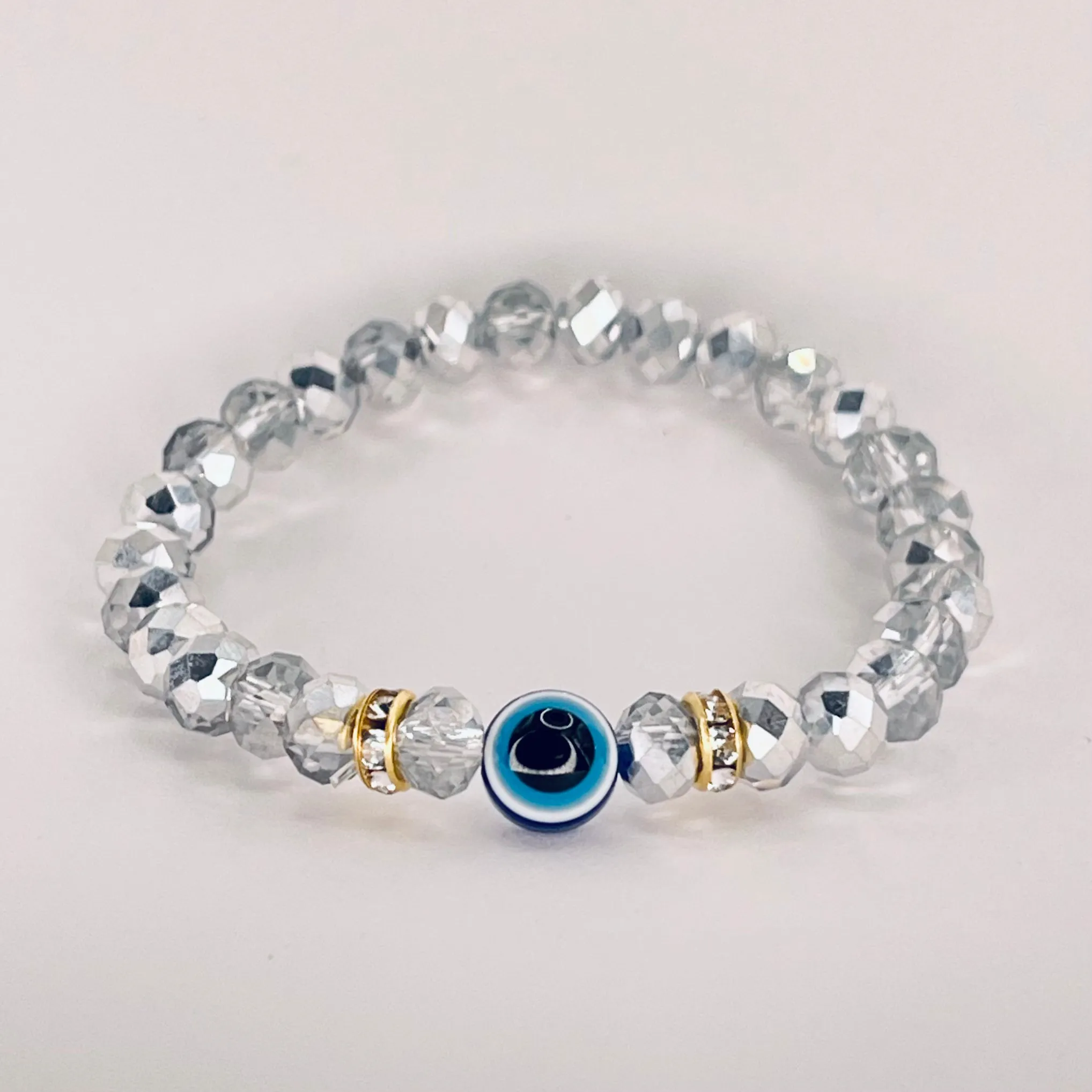 Gray Beaded Evil Eye Kids Bracelet – Subtle Protection 