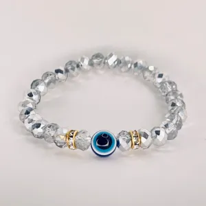 Gray Beaded Evil Eye Kids Bracelet – Subtle Protection 