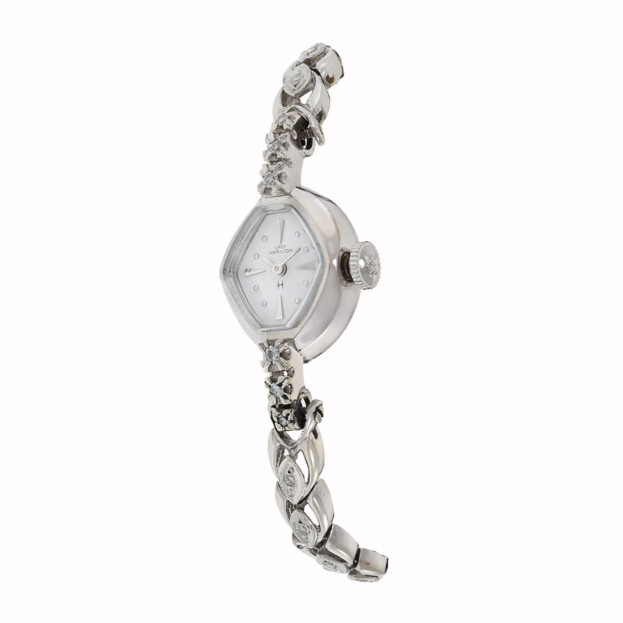 Hamilton 1960's Ladies 14KT White Gold Diamond Cocktail Watch