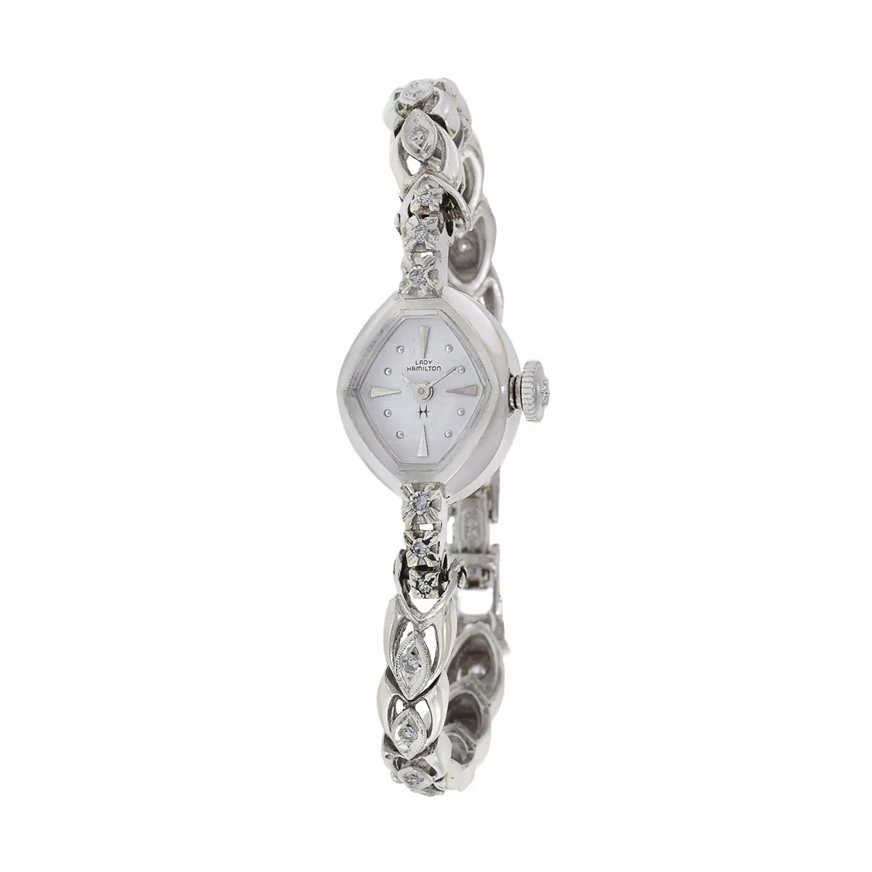 Hamilton 1960's Ladies 14KT White Gold Diamond Cocktail Watch