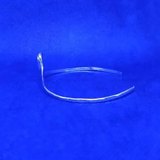 Handmade Sterling Silver Wave Delicate Bracelet Cuff Hammered Style