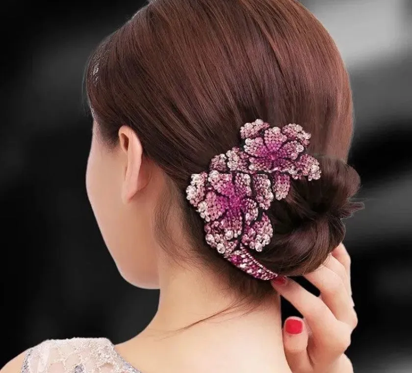 HAPPY00000 12 HB - L  Peony Shape Barrette 6 X 25 CM (Large)