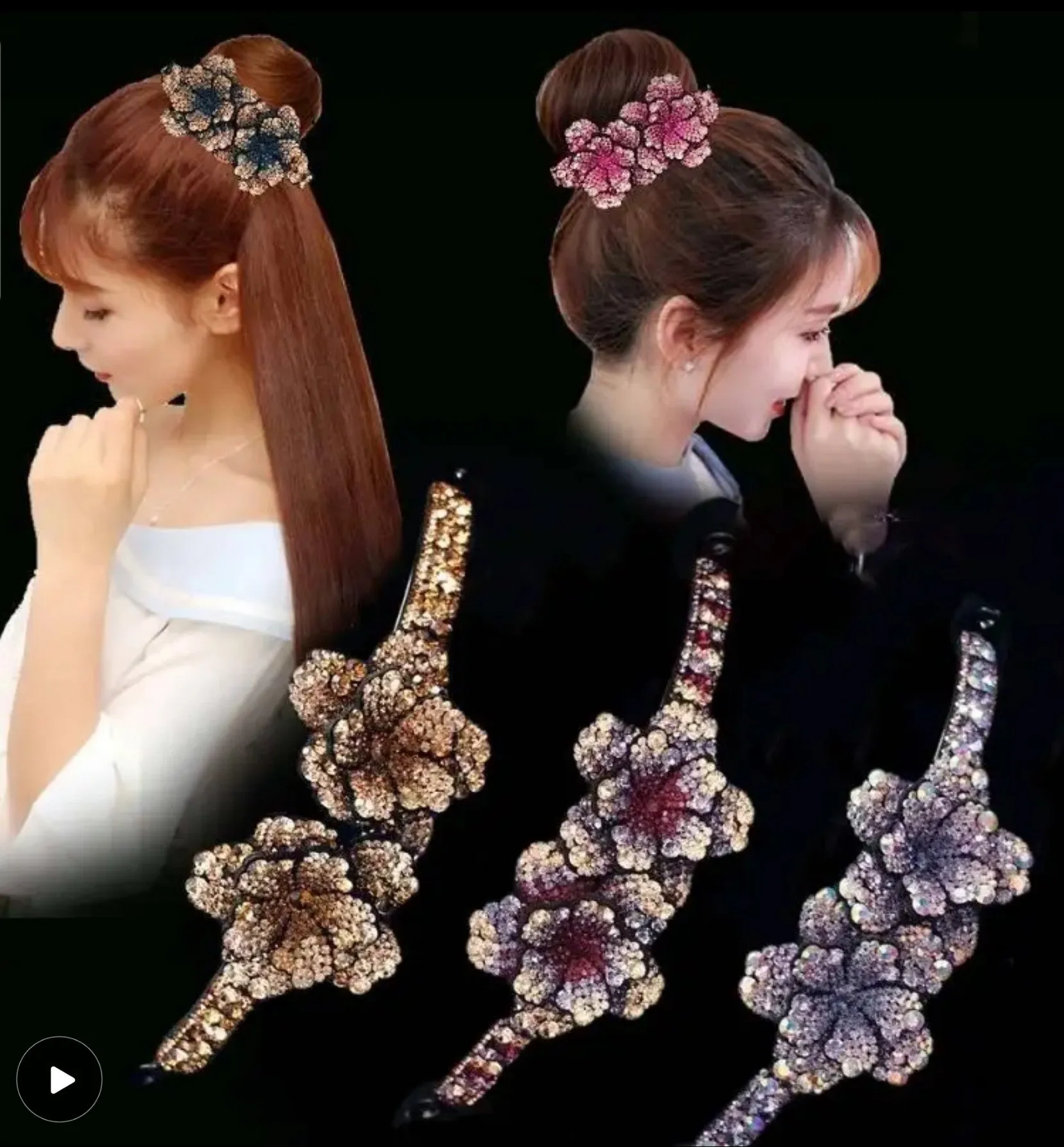 HAPPY00000 12 HB - L  Peony Shape Barrette 6 X 25 CM (Large)
