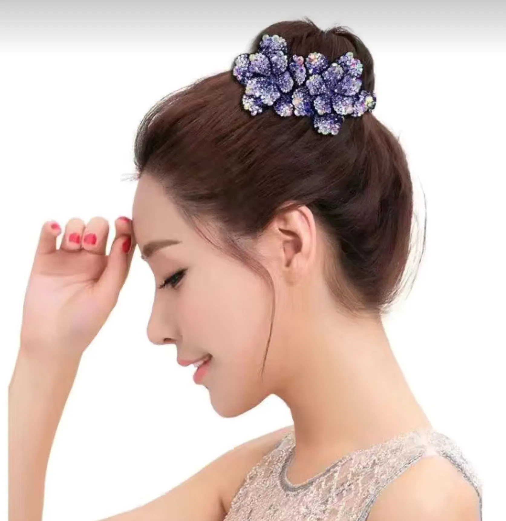 HAPPY00000 12 HB - L  Peony Shape Barrette 6 X 25 CM (Large)