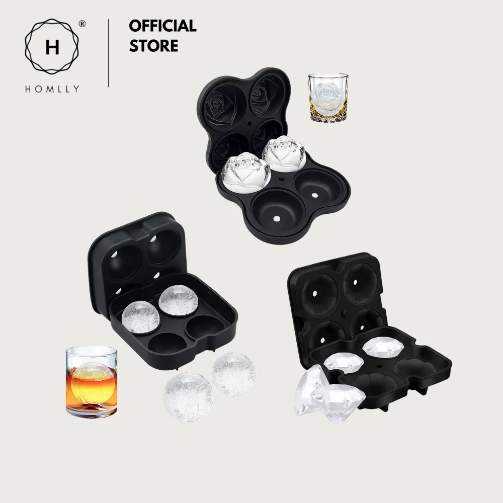 Homlly Food-Grade Silicone Ice Cube Maker Mold Tray
