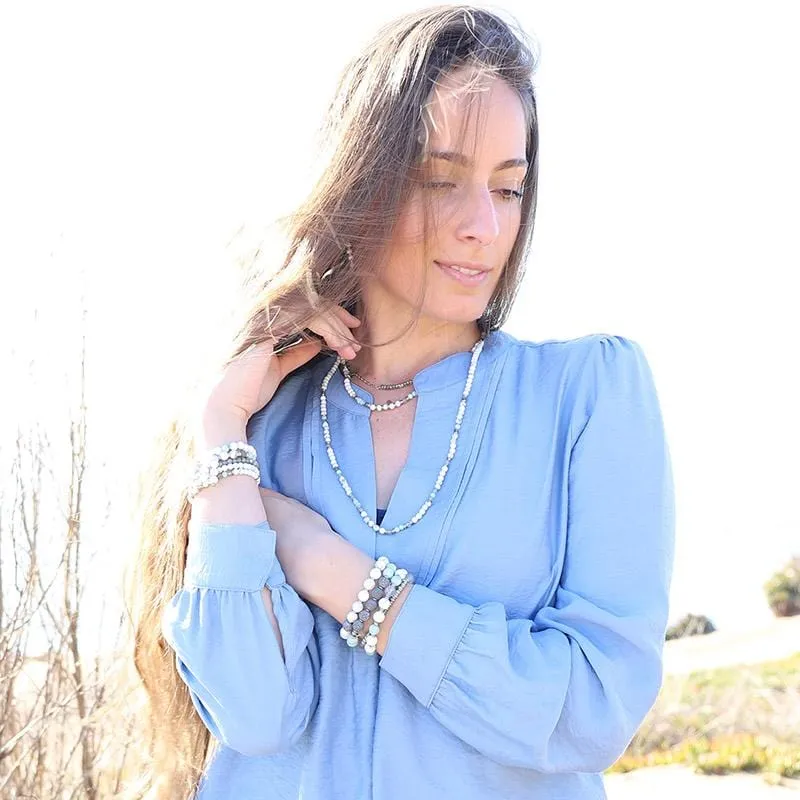 Howlite Amazonite and Labradorite Bracelet Set