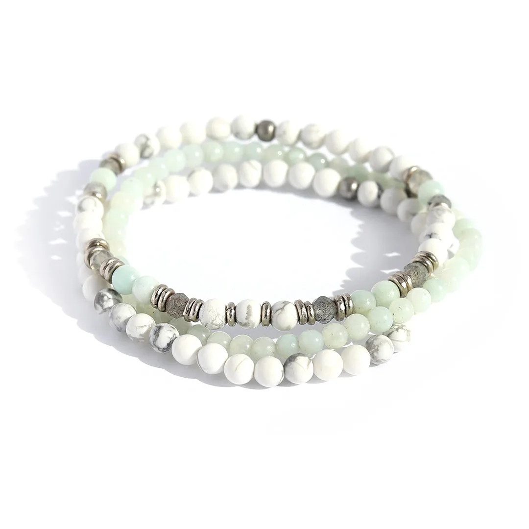 Howlite Amazonite and Labradorite Bracelet Set