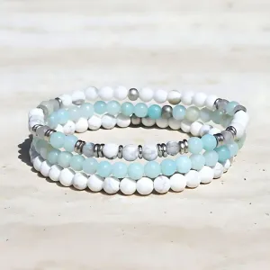 Howlite Amazonite and Labradorite Bracelet Set