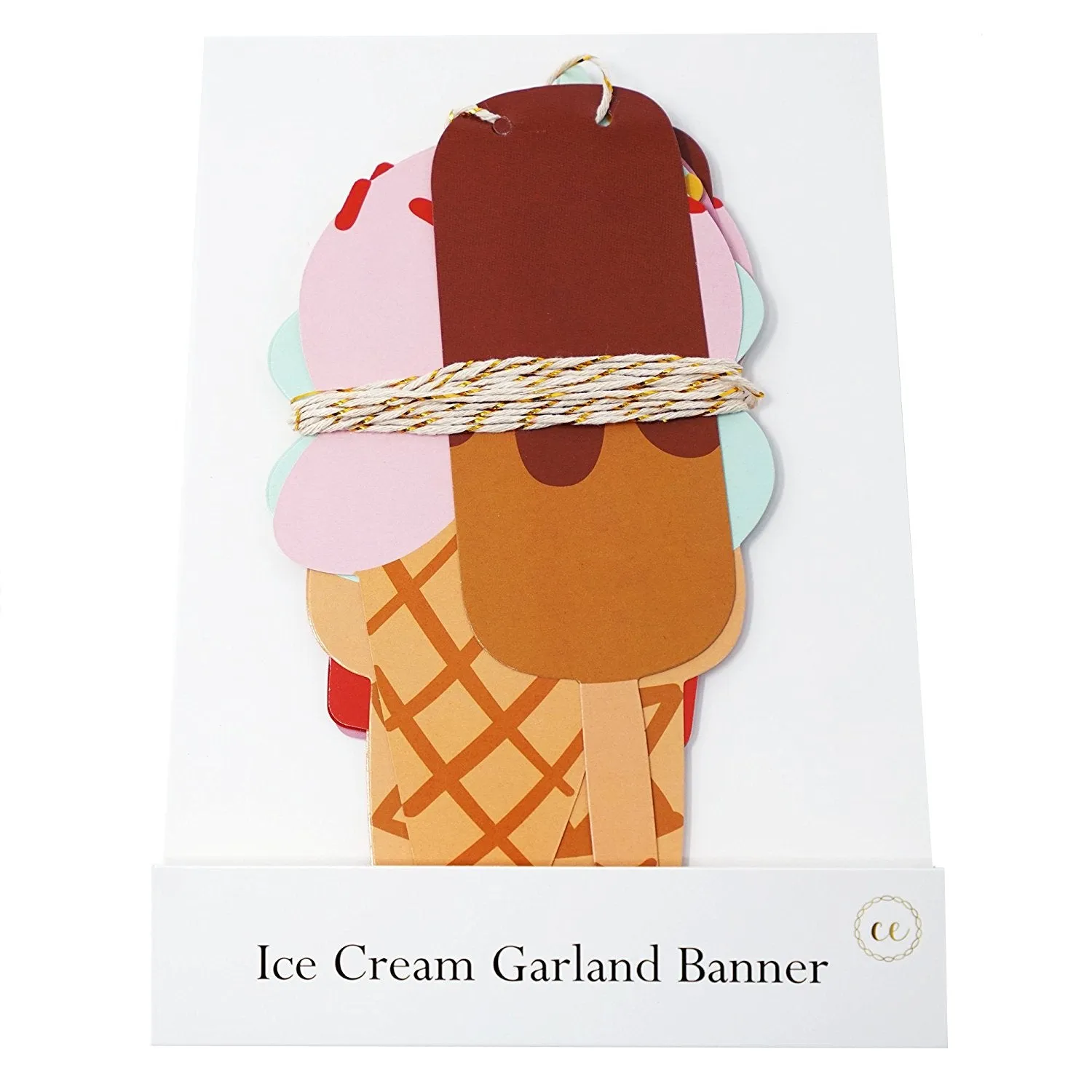 Ice Cream & Popsicle Paper Party Garland Streamer Decoration 10 Feet Garland -Set of 2