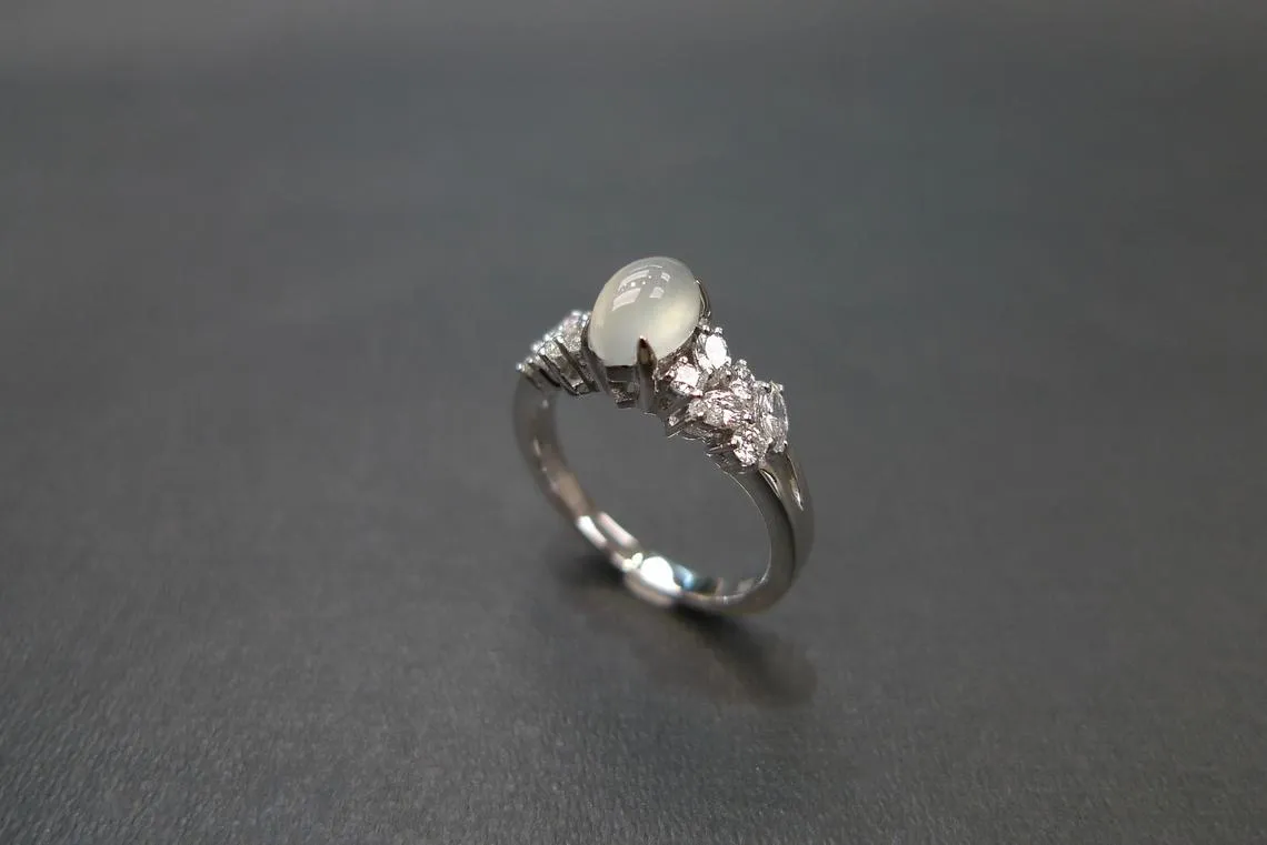 Icy Jade & Diamond Ring