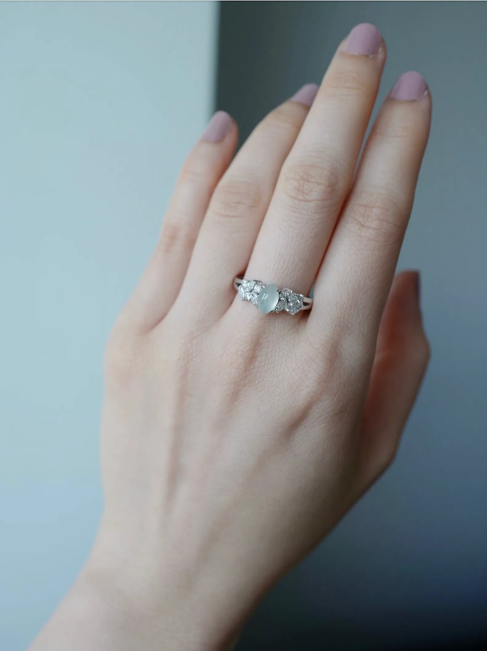 Icy Jade & Diamond Ring
