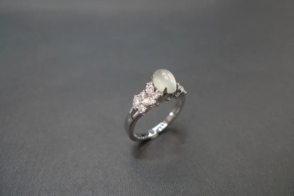 Icy Jade & Diamond Ring