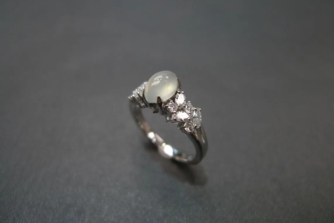 Icy Jade & Diamond Ring