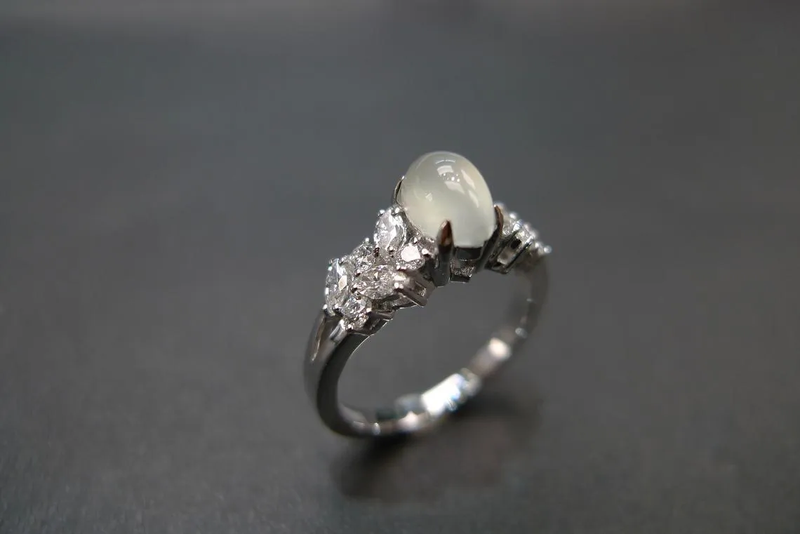 Icy Jade & Diamond Ring