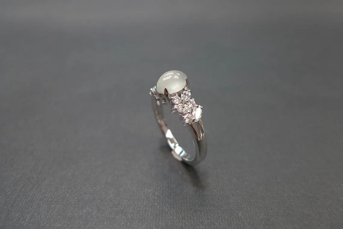Icy Jade & Diamond Ring