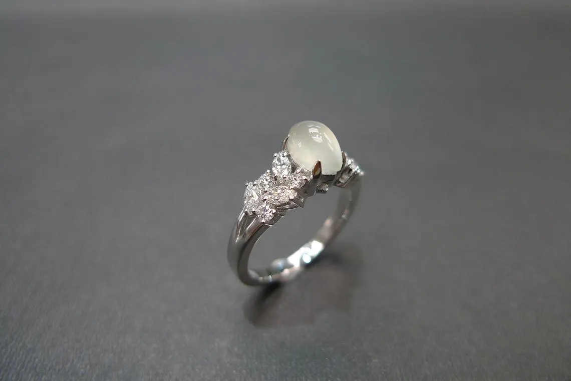 Icy Jade & Diamond Ring