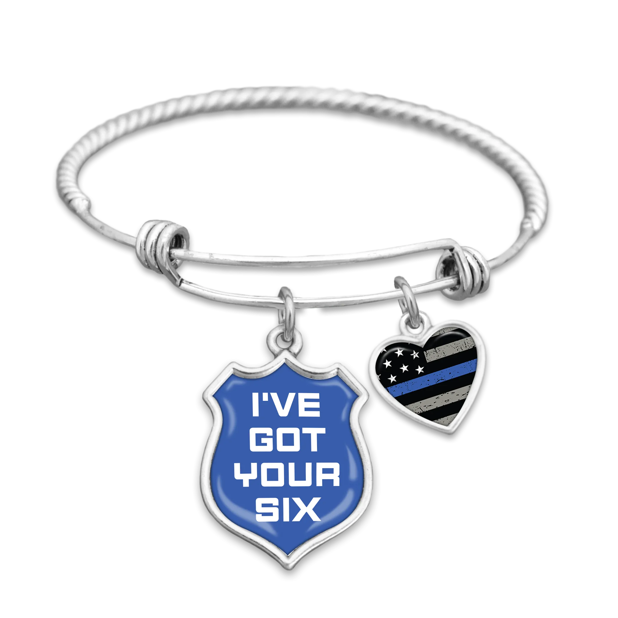I've Got Your Six Thin Blue Line Charm Bracelet