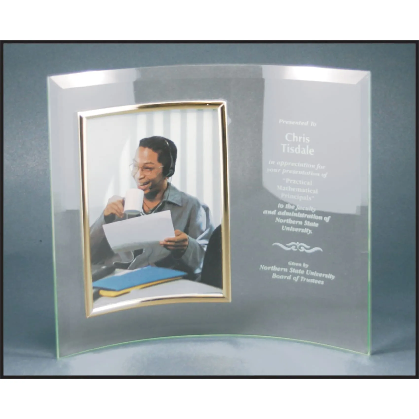 Jade Glass Crescent with Picture Frame