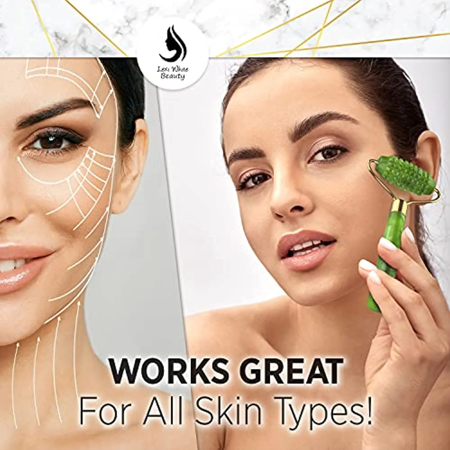Jade Roller for Face, Jade Gua Sha 4 in 1 Set Gua Sha SkinCare Face Roller, Gua Sha Facial Tools, Jade Roller & GuaSha Face Massager, Skin Care Tools & Facial Beauty Products, Guasha Tool for Face