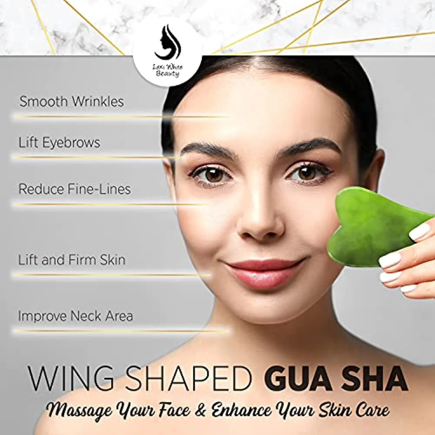 Jade Roller for Face, Jade Gua Sha 4 in 1 Set Gua Sha SkinCare Face Roller, Gua Sha Facial Tools, Jade Roller & GuaSha Face Massager, Skin Care Tools & Facial Beauty Products, Guasha Tool for Face