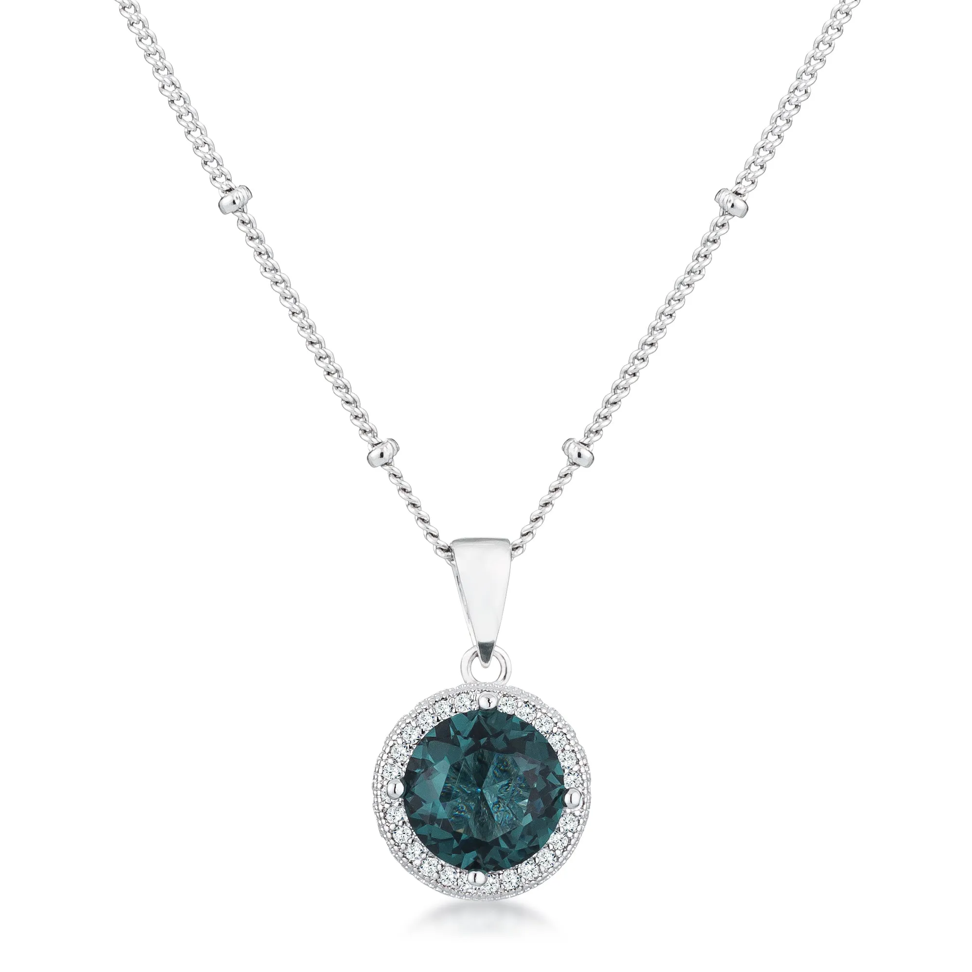 Jan 9mm Blue Green CZ Round Halo Silver Earrings | 2.9ct