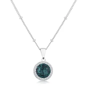 Jan 9mm Blue Green CZ Round Halo Silver Earrings | 2.9ct