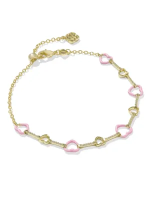 Kendra Scott - Haisley Gold Pink Heart Delicate Chain Bracelet