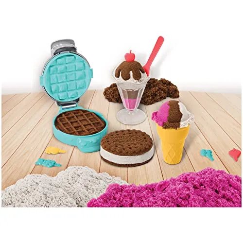 Kinetic Sand Scents, Ice Cream Treats Playset with 3 Colors of All-Natural Scented Play Sand and 6 Serving Tools, Sensory Toys for Kids Ages 3 and up