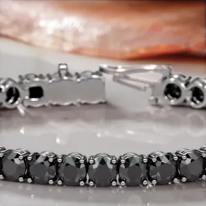 King Cobra- Black Diamonds Tennis Bracelet in White gold