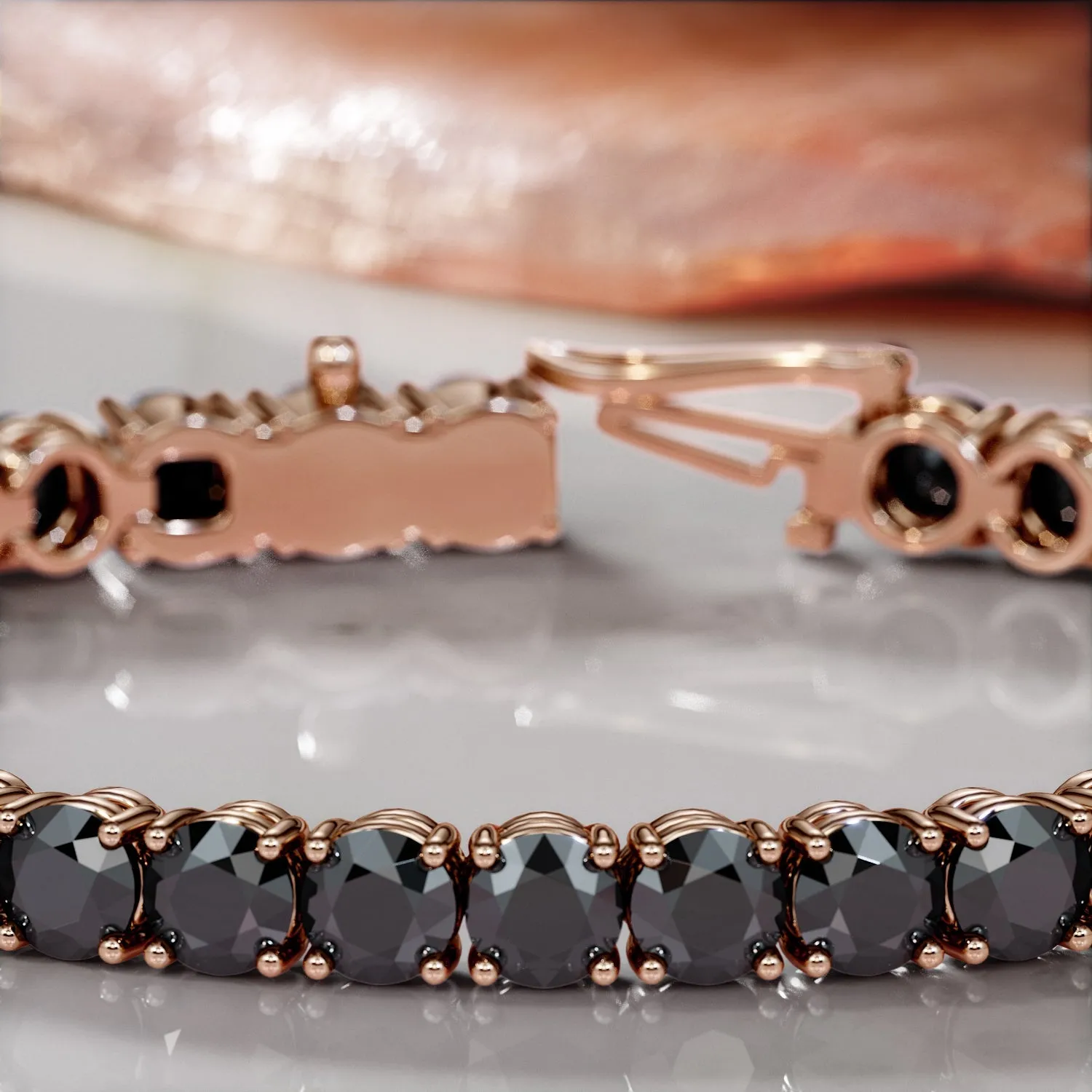 King Cobra- Black Diamonds Tennis Bracelet in White gold