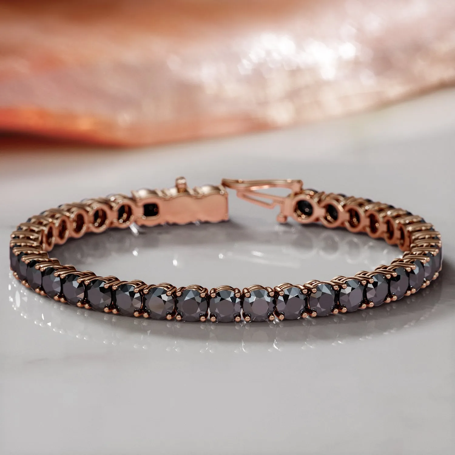 King Cobra- Black Diamonds Tennis Bracelet In Yellow Gold