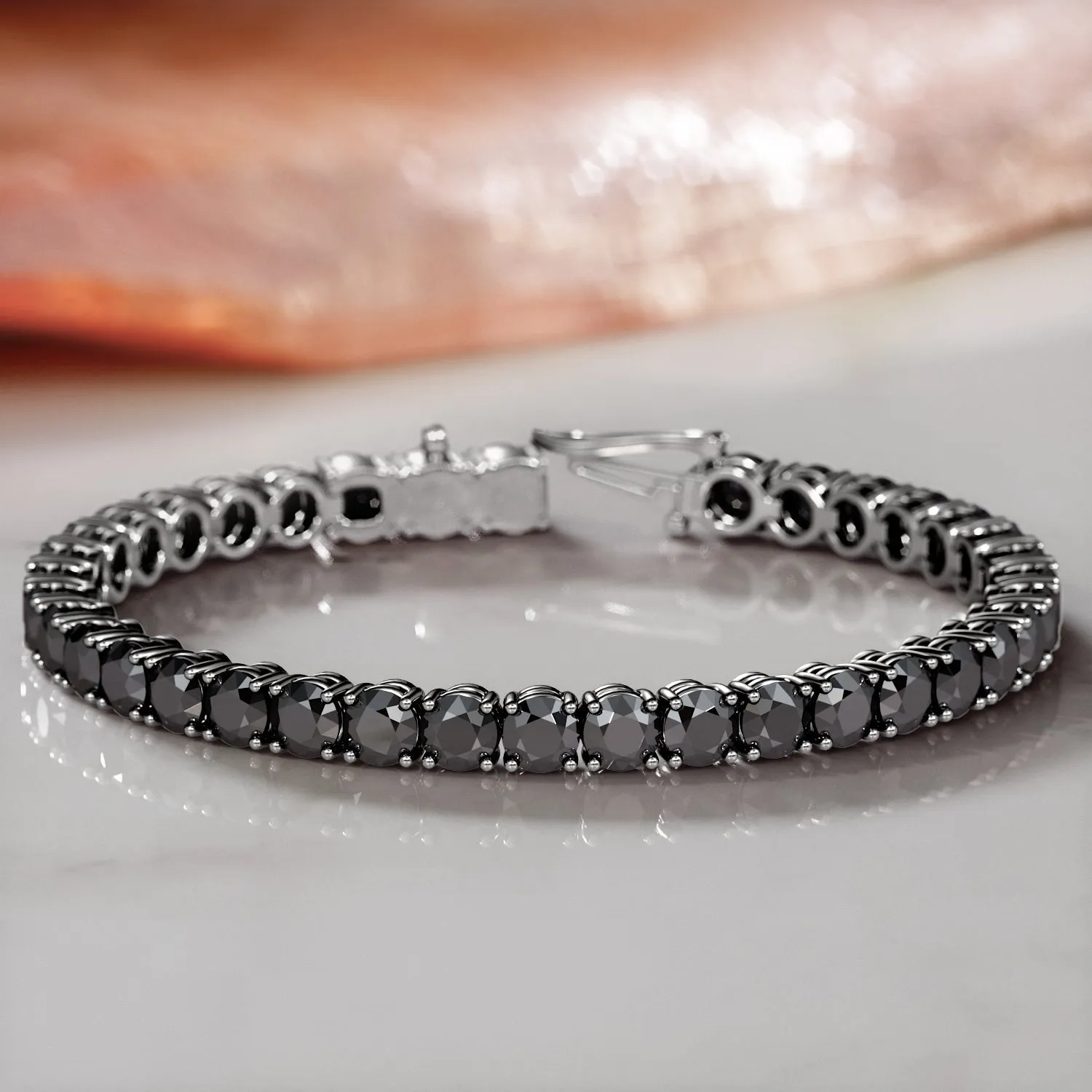 King Cobra- Black Diamonds Tennis Bracelet In Yellow Gold