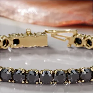 King Cobra- Black Diamonds Tennis Bracelet In Yellow Gold