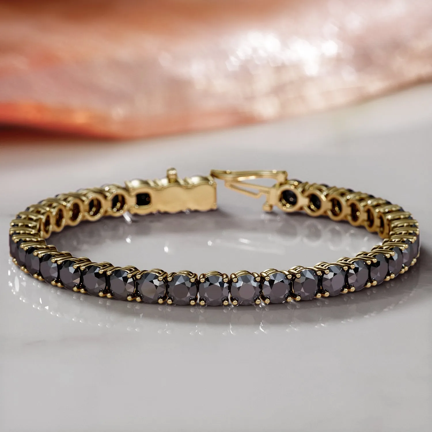 King Cobra- Black Diamonds Tennis Bracelet In Yellow Gold