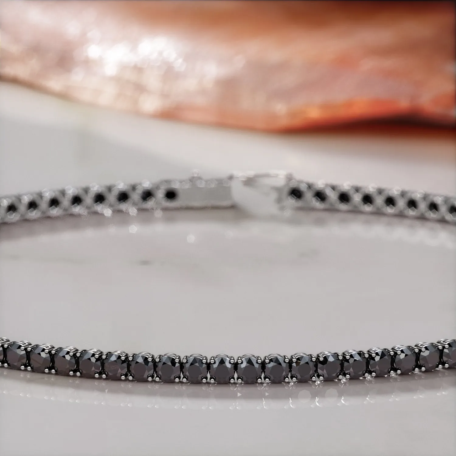 King Cobra- Tennis Bracelet Black Diamonds in White Gold