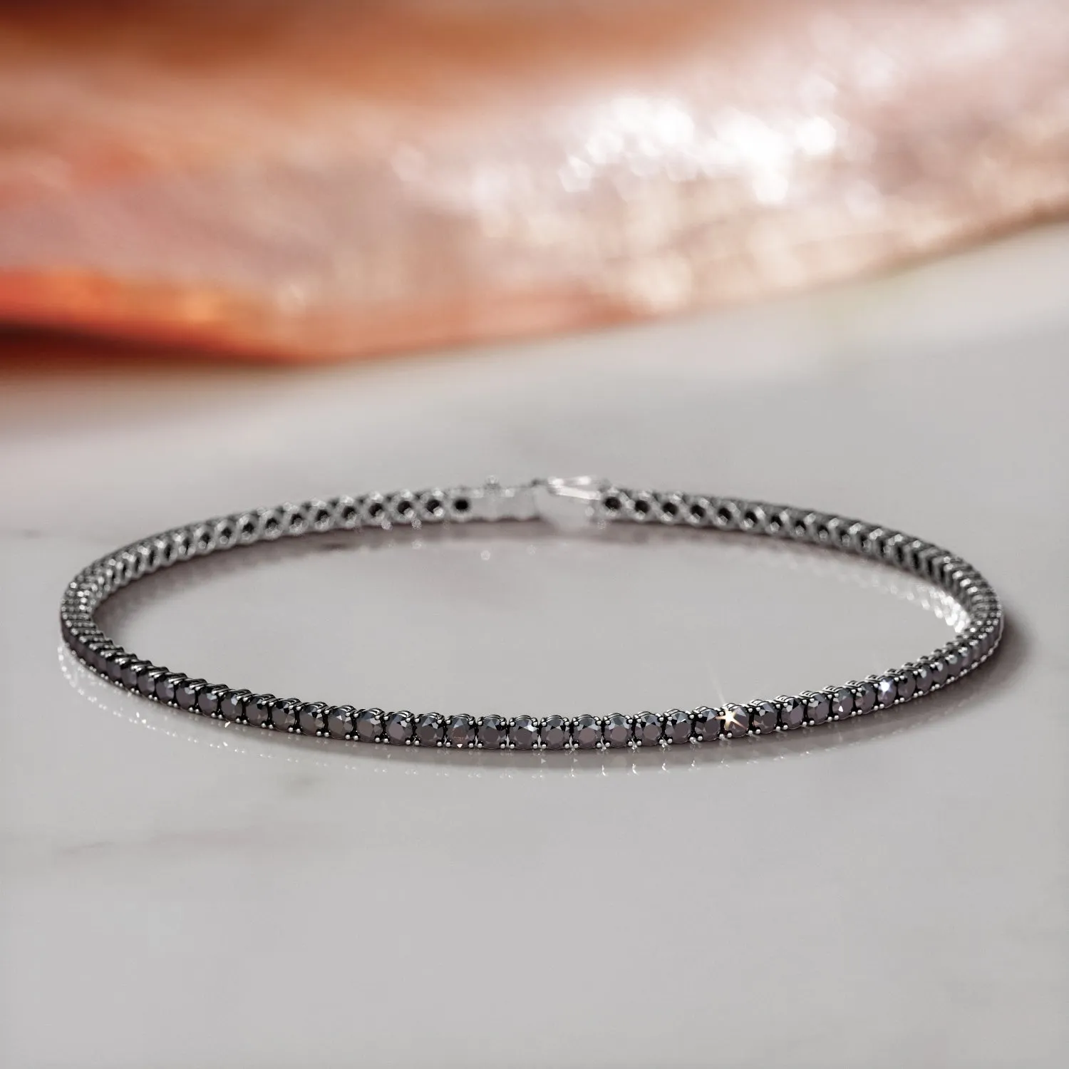 King Cobra- Tennis Bracelet Black Diamonds in White Gold