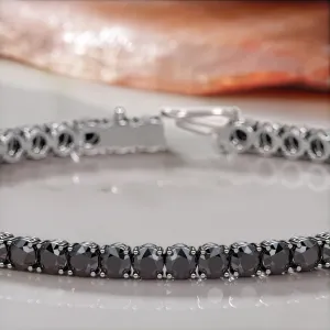 King Cobra- Tennis Bracelet Black Diamonds In White Gold