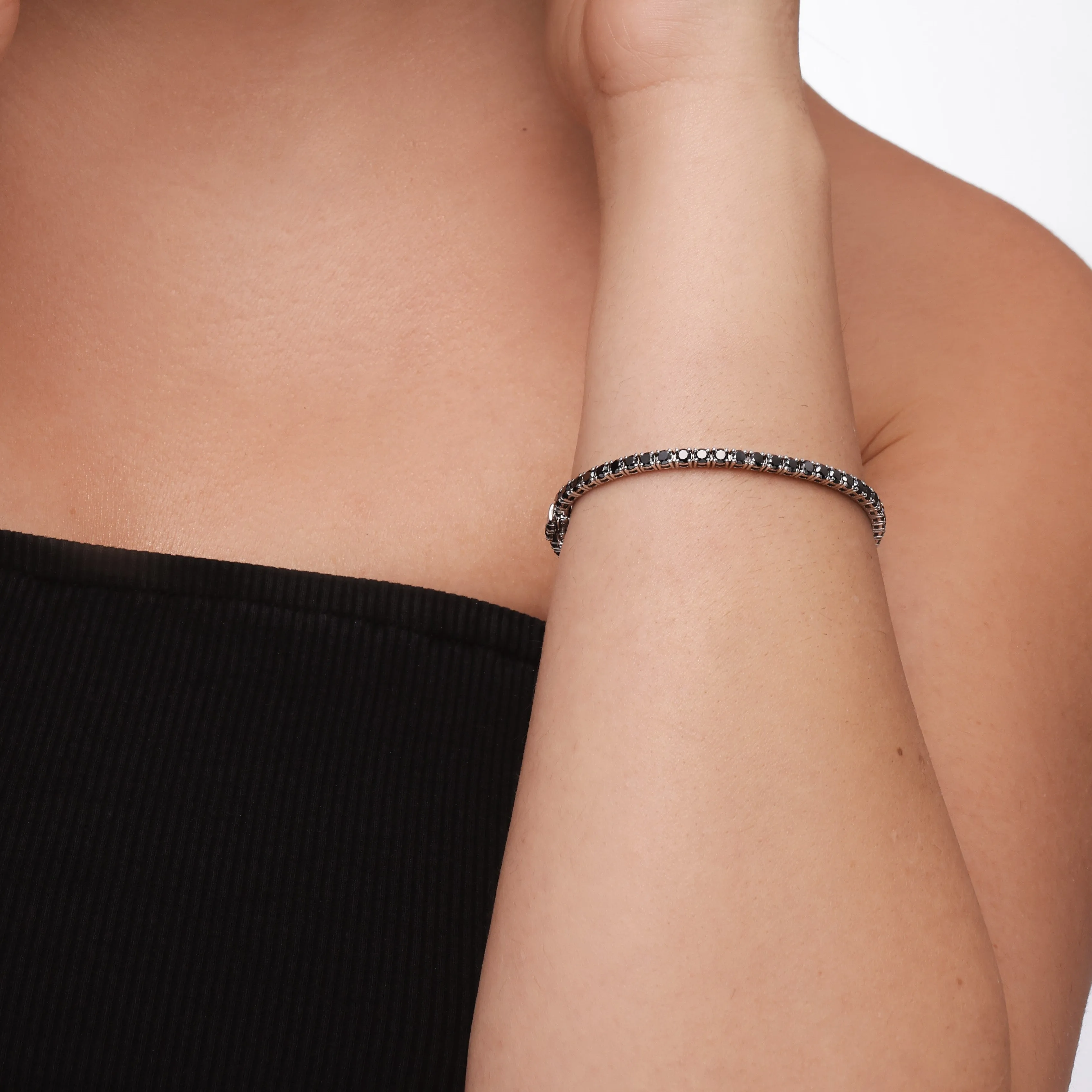 King Cobra- Tennis Bracelet Black Diamonds In White Gold