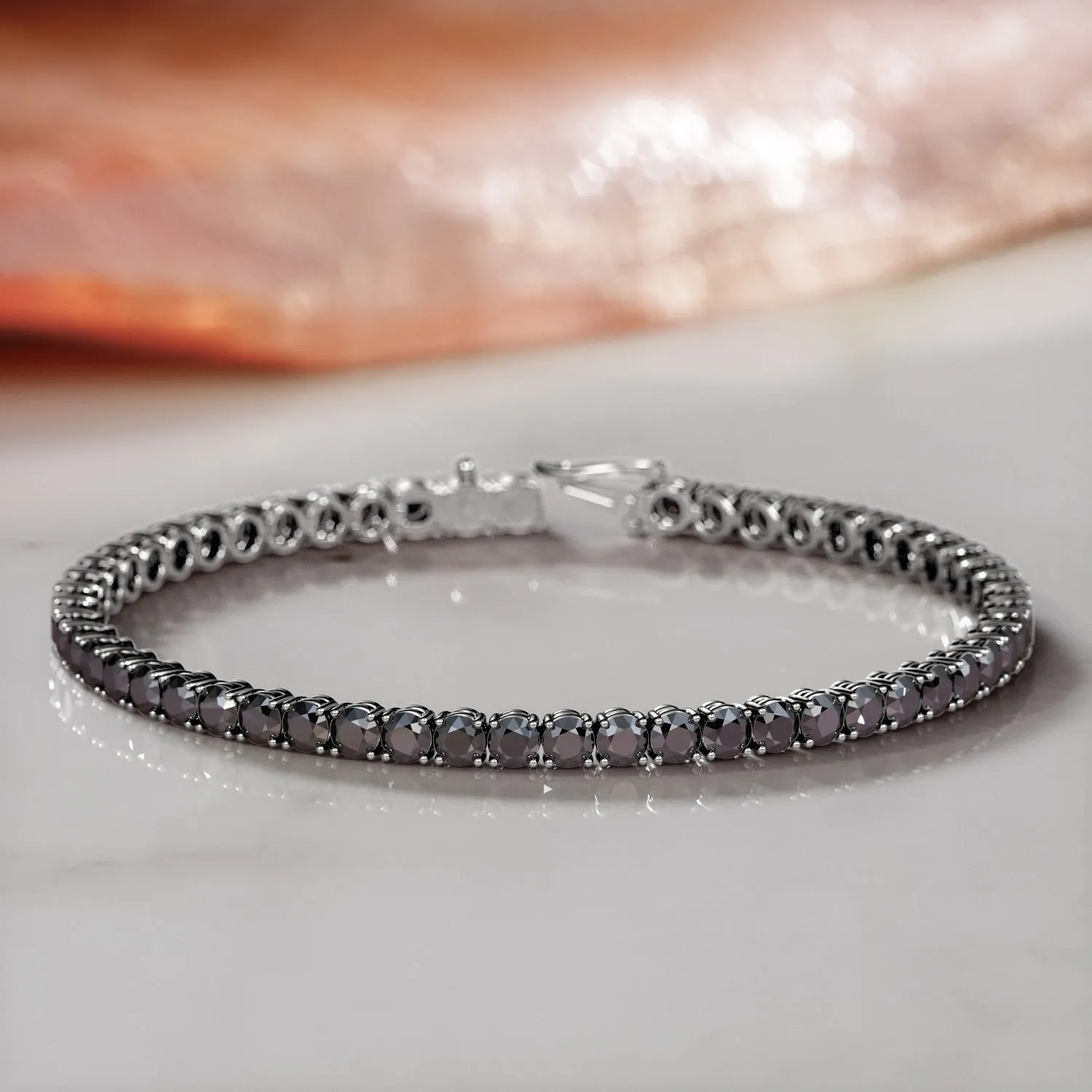 King Cobra- Tennis Bracelet Black Diamonds in Yellow Gold