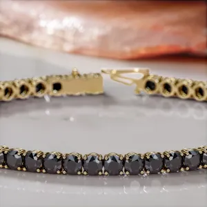 King Cobra- Tennis Bracelet Black Diamonds in Yellow Gold