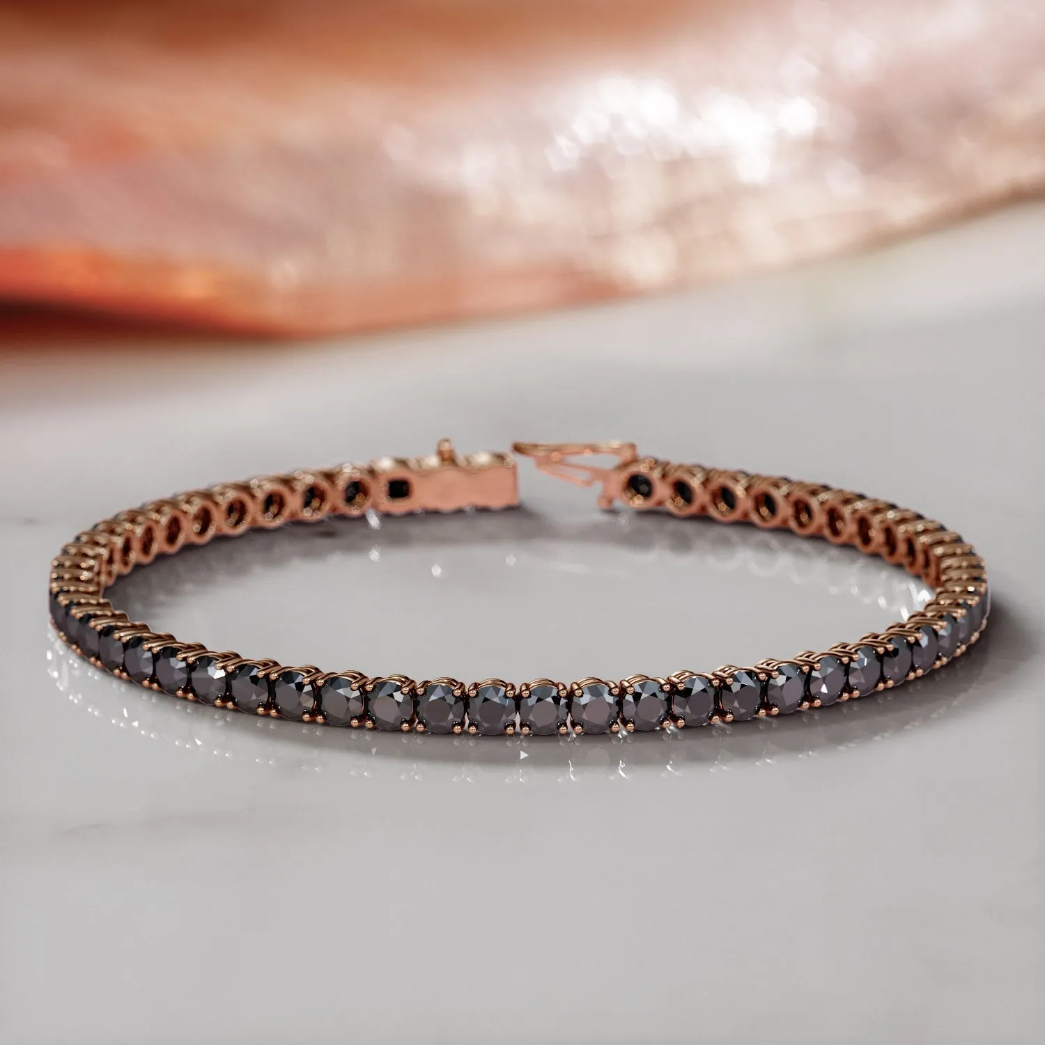 King Cobra- Tennis Bracelet Black Diamonds in Yellow Gold