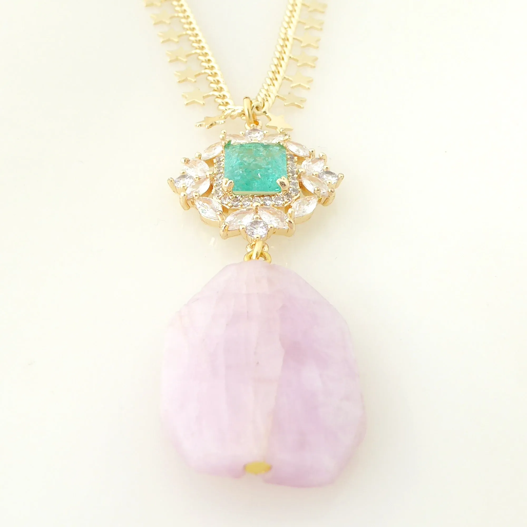 Kunzite star necklace