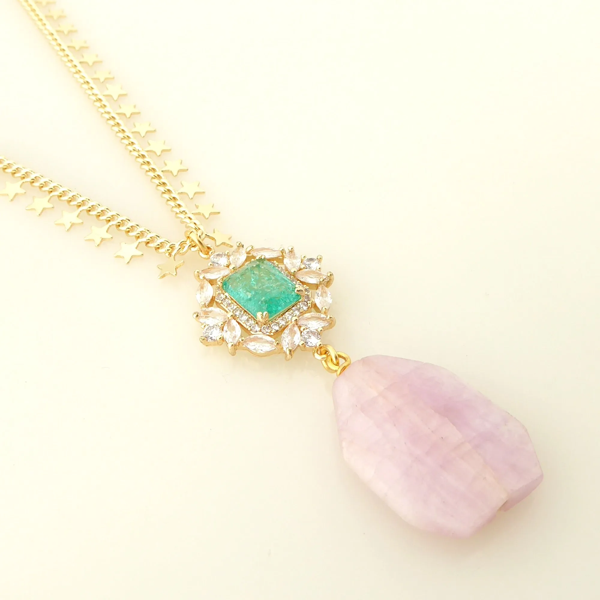 Kunzite star necklace