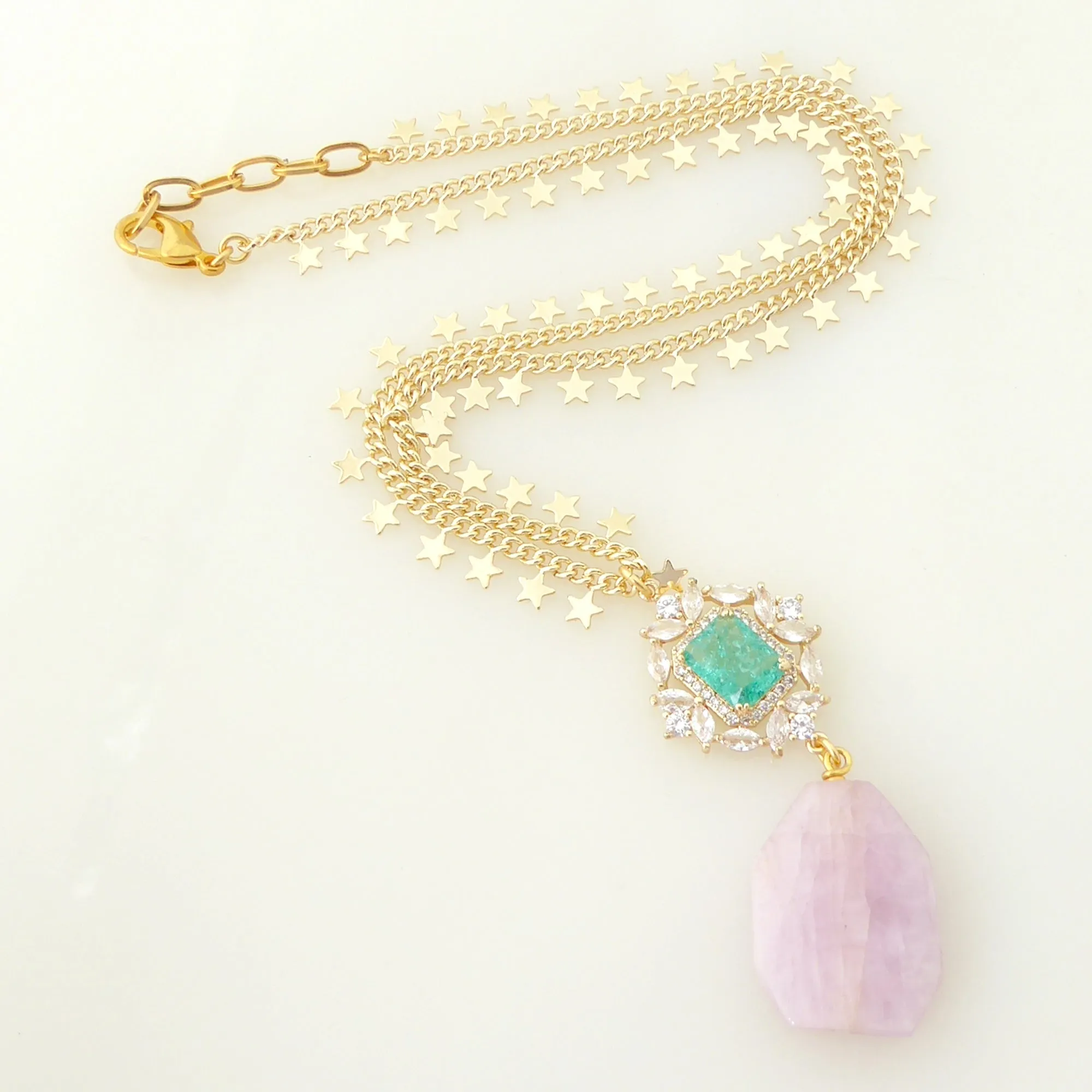 Kunzite star necklace