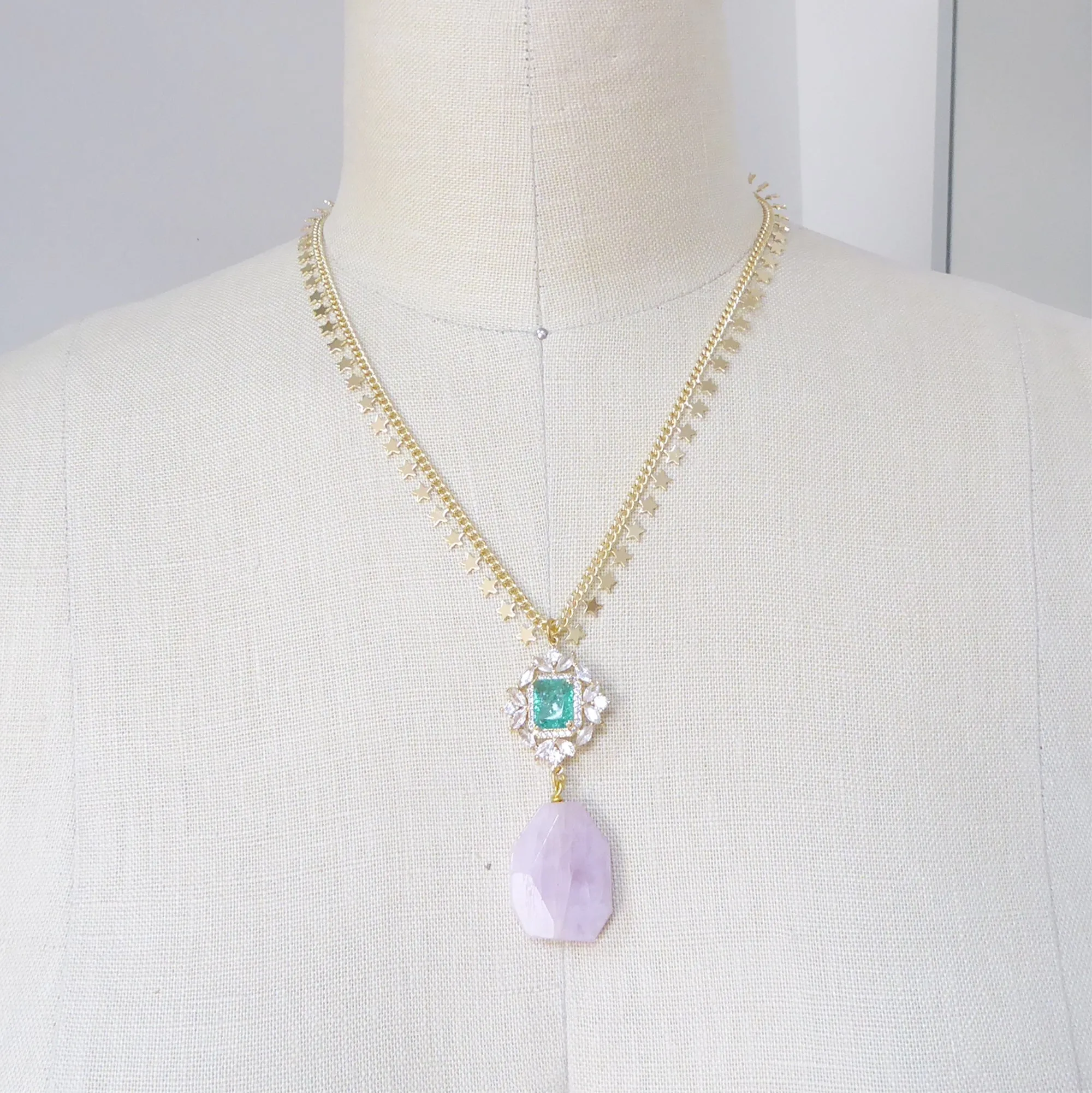 Kunzite star necklace